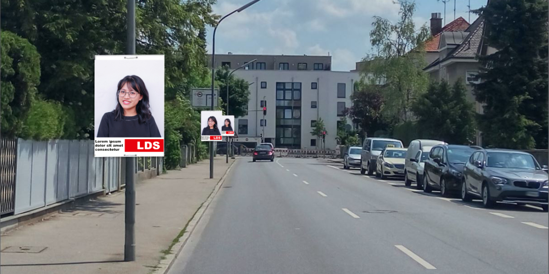 Wahlplakate aus recyclingfähiger PP Hohlkammerplatte an einer Straße